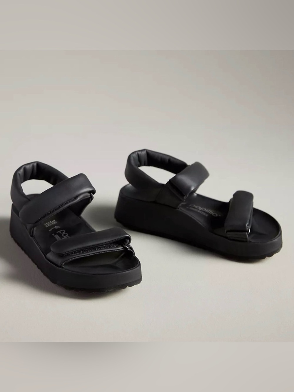 Birkenstock Papillio Theda Sandals Womens 10.5 Narrow Black Leather Ankle Stra